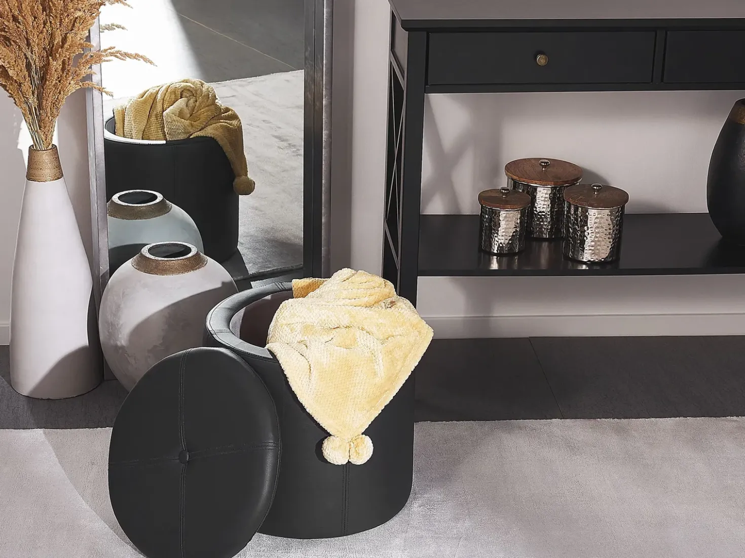 Pouf contenitore MARYLAND Pelle sintetica Nero