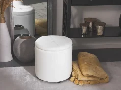 Pouf contenitore MARYLAND Pelle sintetica Bianco
