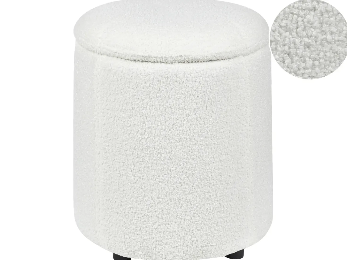Pouf contenitore MARYLAND Bouclé Bianco sporco