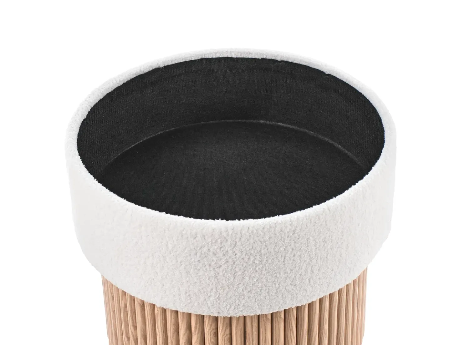 Pouf contenitore RICHEY Bouclé Bianco sporco