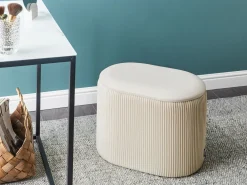 Pouf contenitore RICHLAND Velluto Beige chiaro