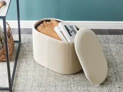 Pouf contenitore RICHLAND Velluto Beige chiaro