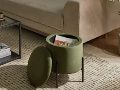 Pouf contenitore WENONA Velluto Verde scuro