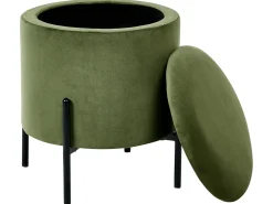 Pouf contenitore WENONA Velluto Verde scuro