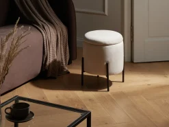 Pouf contenitore WENONA Velluto Beige chiaro