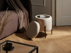 Pouf contenitore WENONA Velluto Beige chiaro