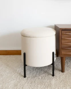 Pouf contenitore WENONA Velluto Beige chiaro