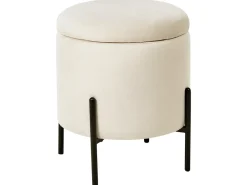 Pouf contenitore WENONA Velluto Beige chiaro