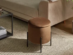 Pouf contenitore WENONA Velluto Marrone scuro