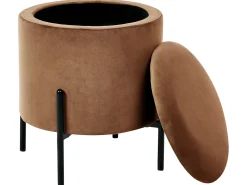Pouf contenitore WENONA Velluto Marrone scuro