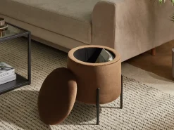 Pouf contenitore WENONA Velluto Marrone scuro