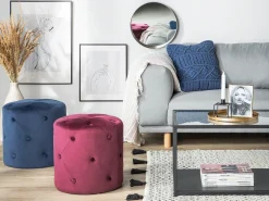 Pouf COROLLA Velluto Blu scuro