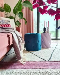 Pouf COROLLA Velluto Blu scuro