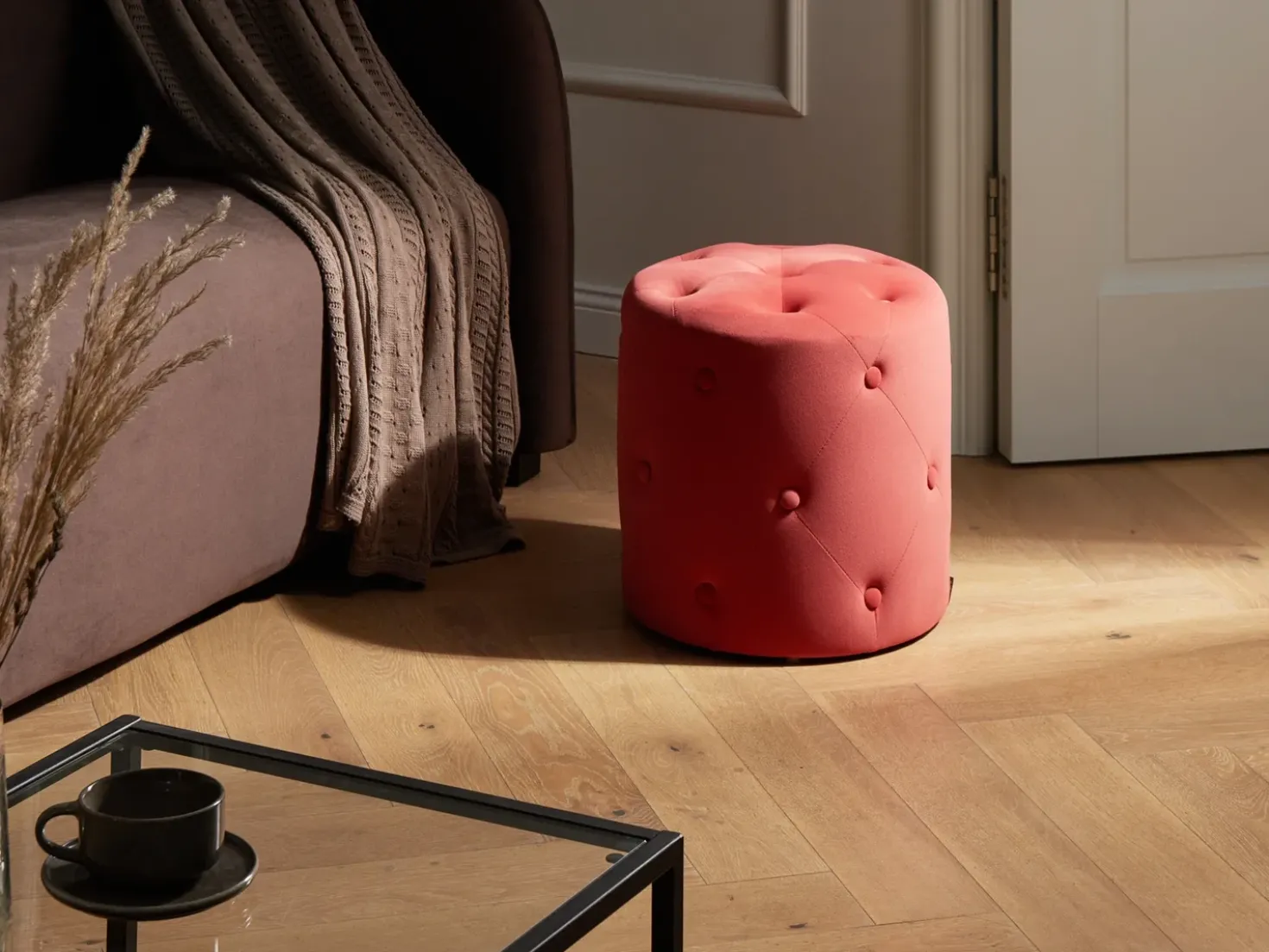 Pouf COROLLA Velluto Corallo