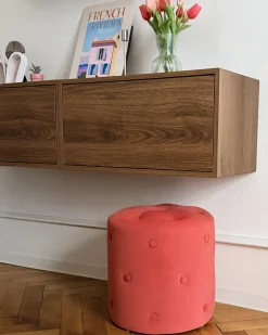 Pouf COROLLA Velluto Corallo