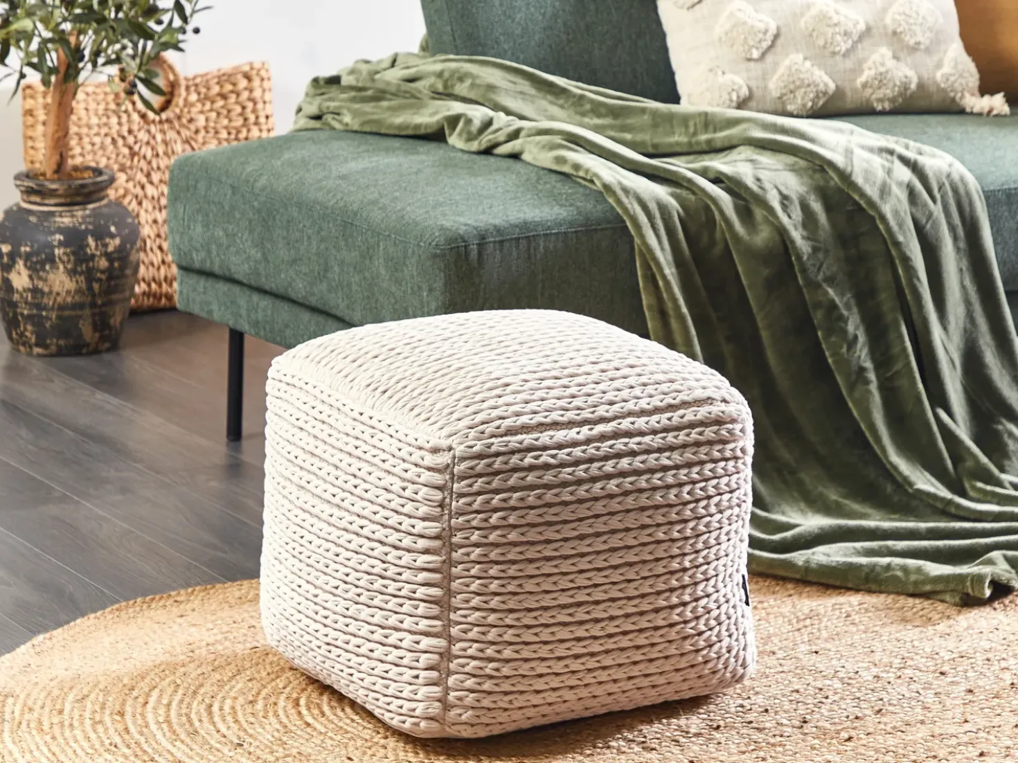 Pouf DAMAN Cotone Beige chiaro