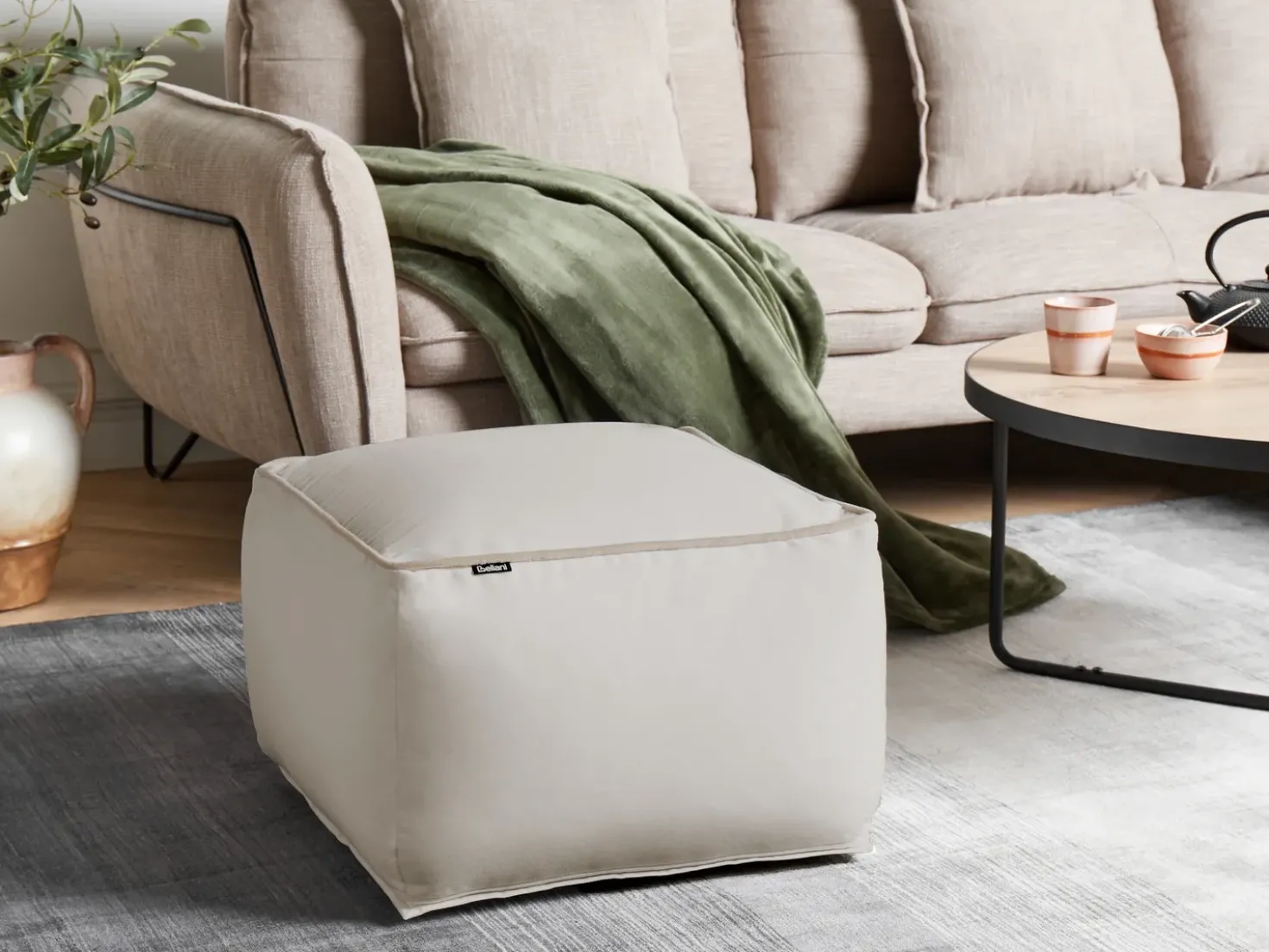 Pouf DAREYN Velluto Beige chiaro
