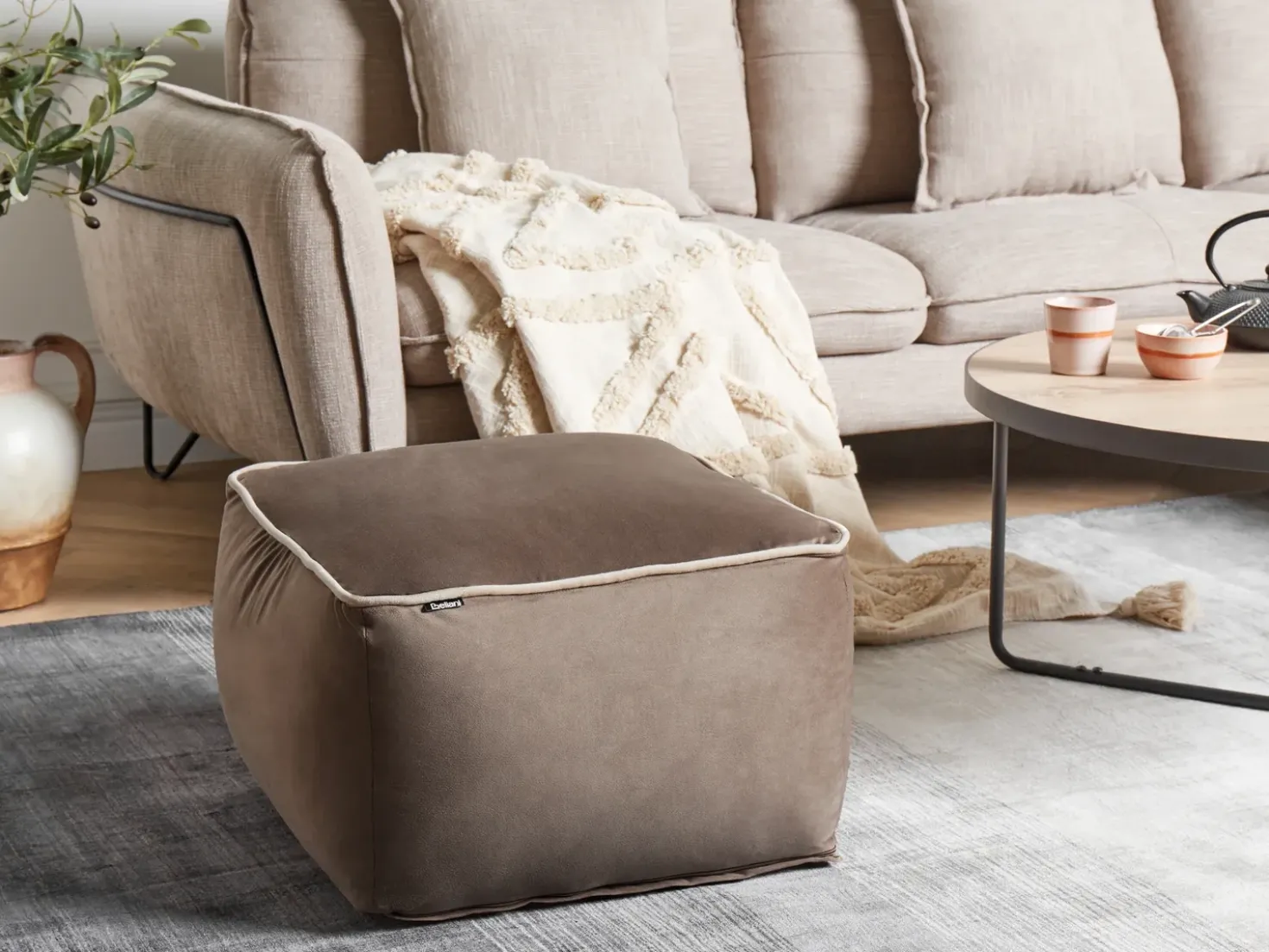 Pouf DAREYN Velluto Marrone