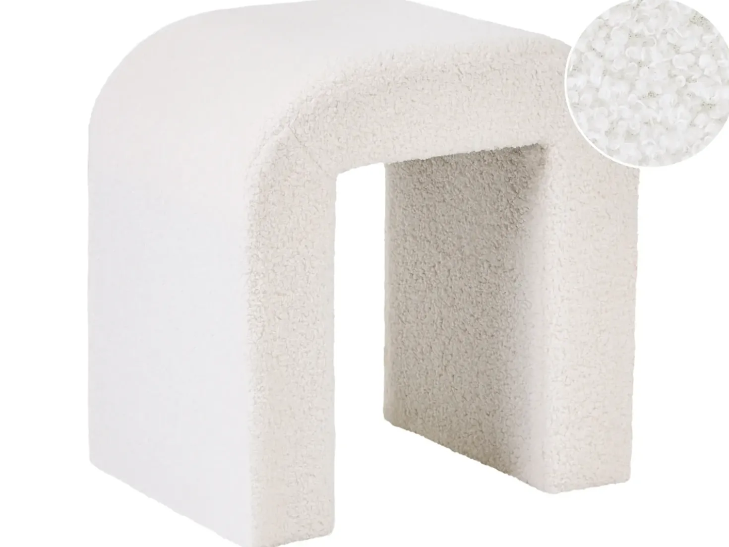 Pouf ESTES Bouclé Bianco sporco