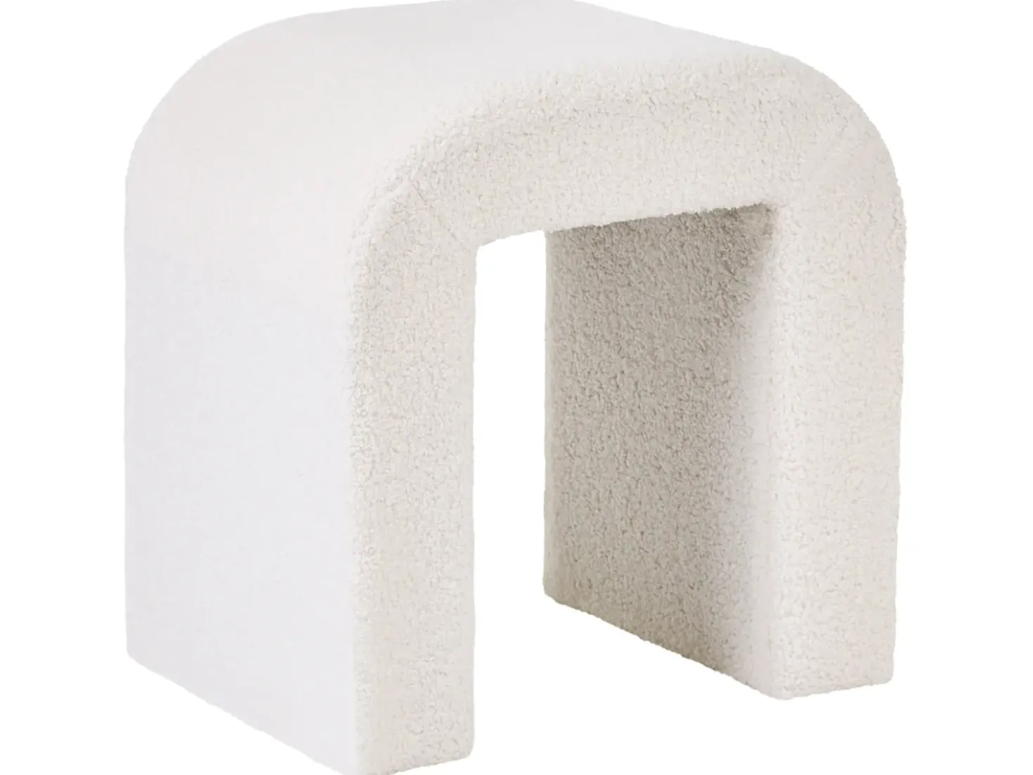 Pouf ESTES Bouclé Bianco sporco