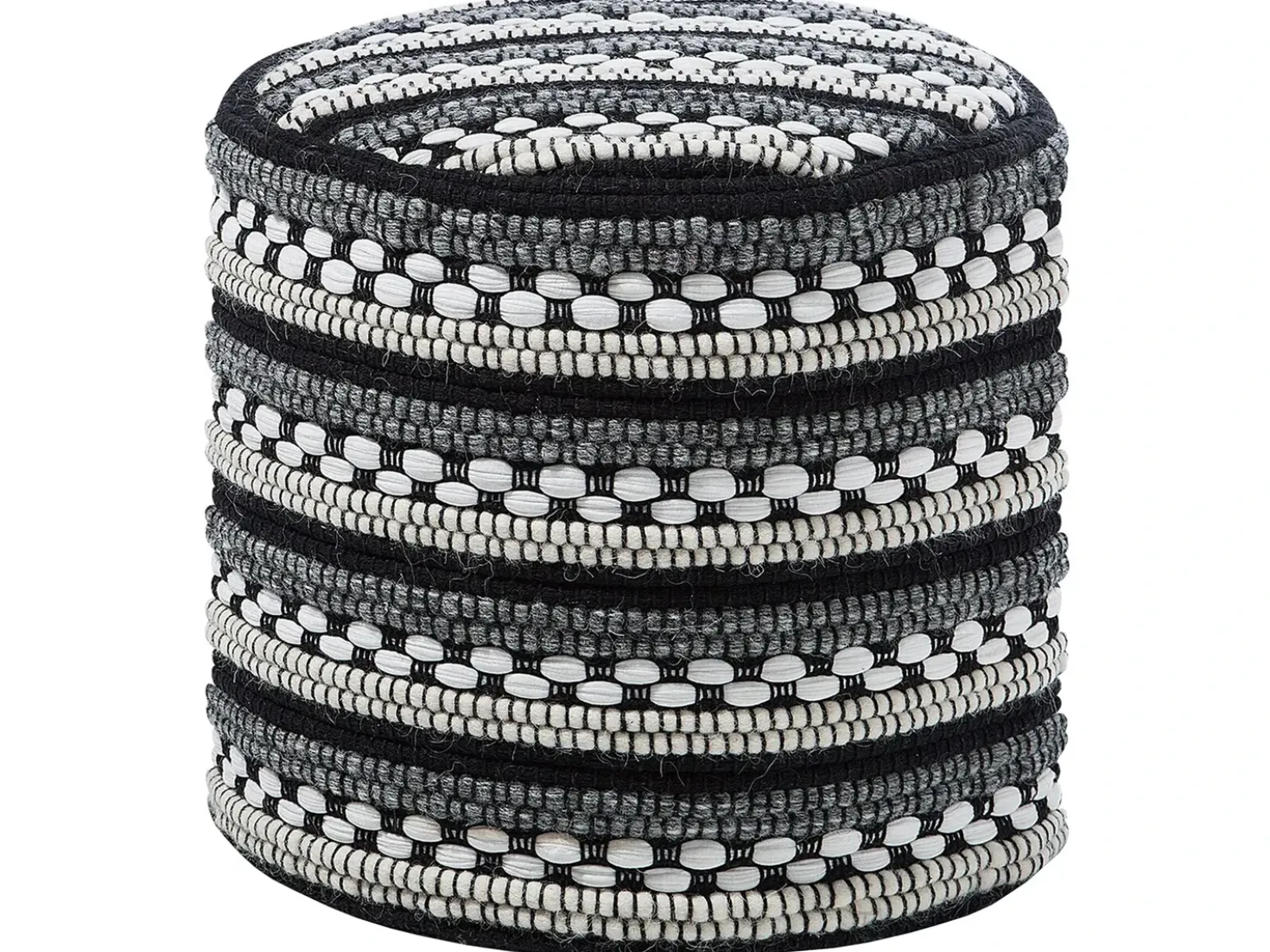 Pouf GUNTUR Lana Nero/Bianco