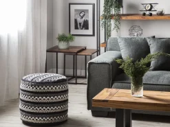 Pouf GUNTUR Lana Nero/Bianco