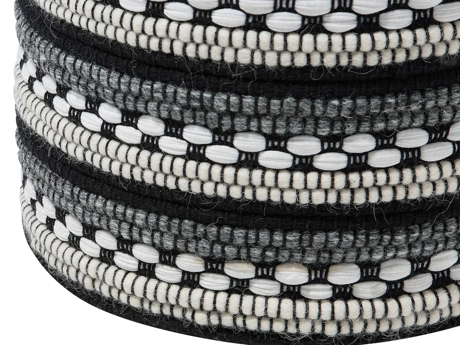 Pouf GUNTUR Lana Nero/Bianco