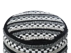 Pouf GUNTUR Lana Nero/Bianco