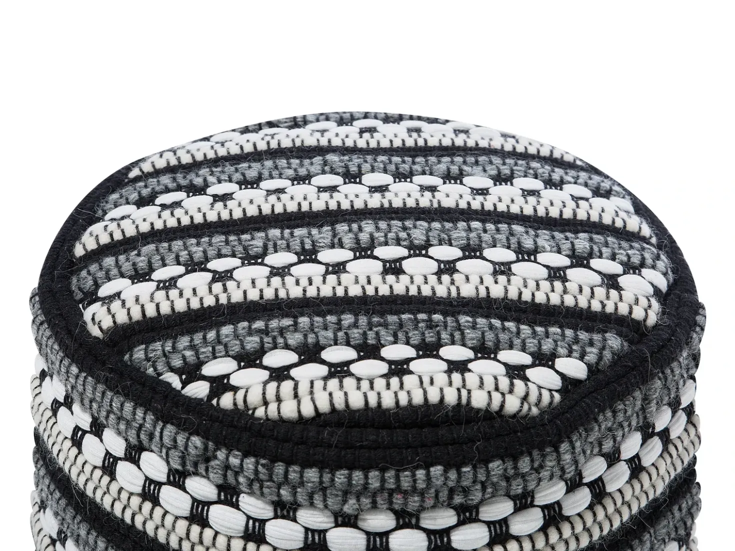 Pouf GUNTUR Lana Nero/Bianco