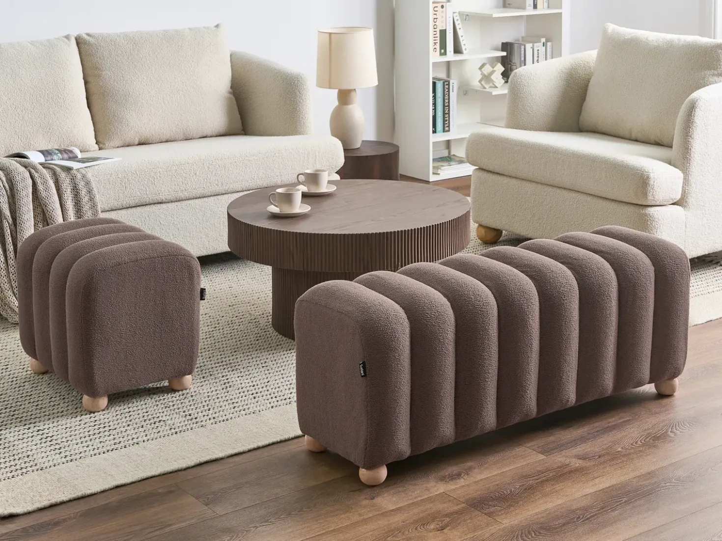 Pouf IDYLLWILD Bouclé Marrone