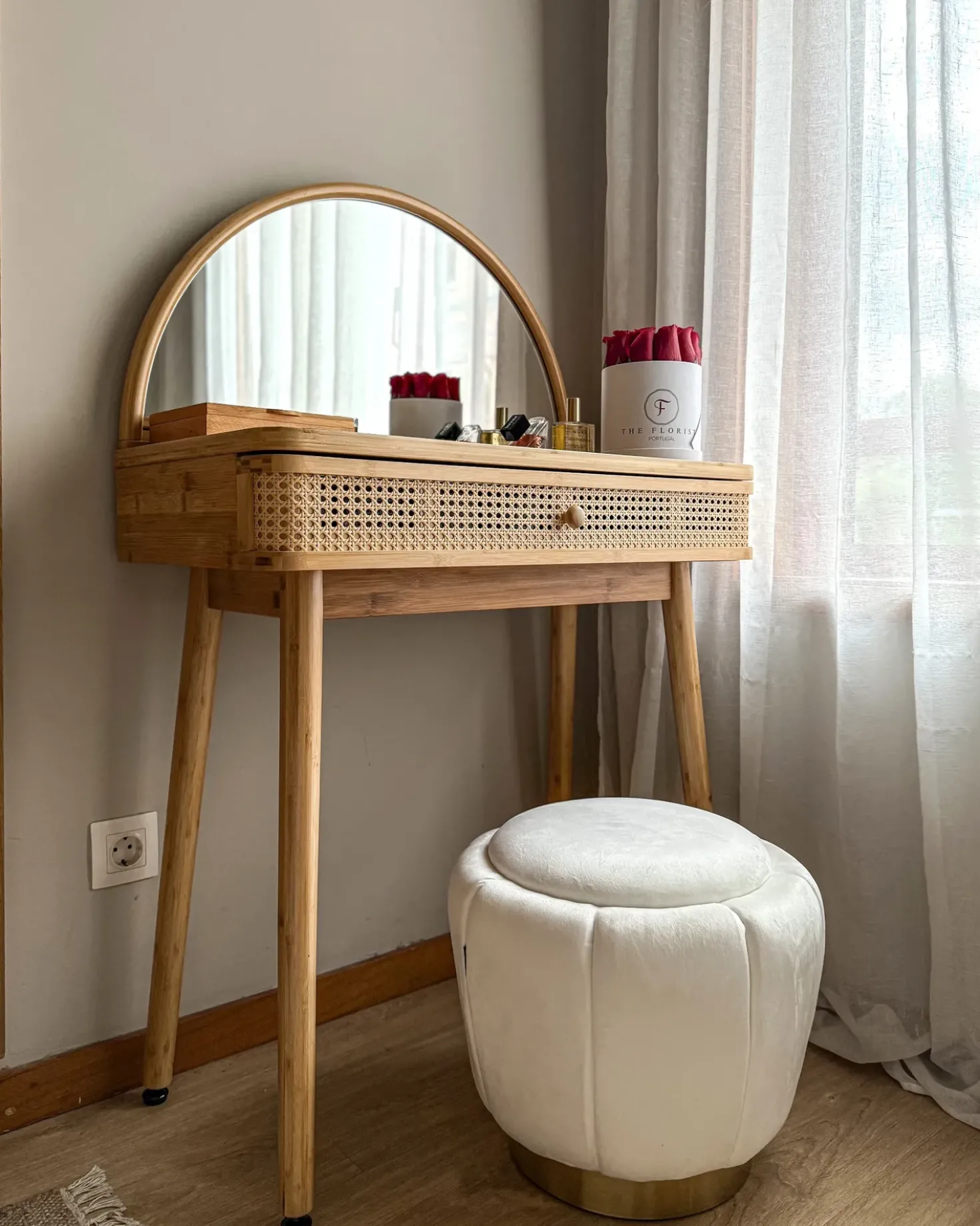 Pouf IRVING Velluto Bianco