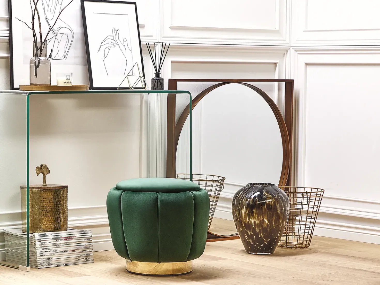 Pouf IRVING Velluto Verde scuro