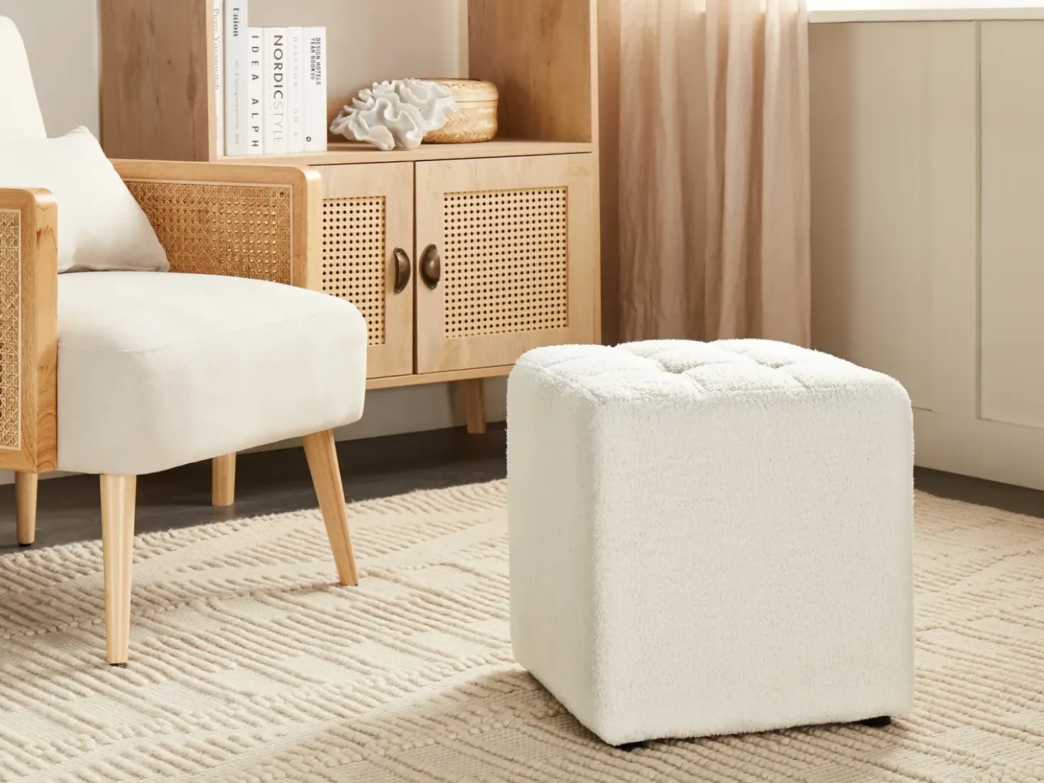 Pouf KANSAS Bouclé Bianco