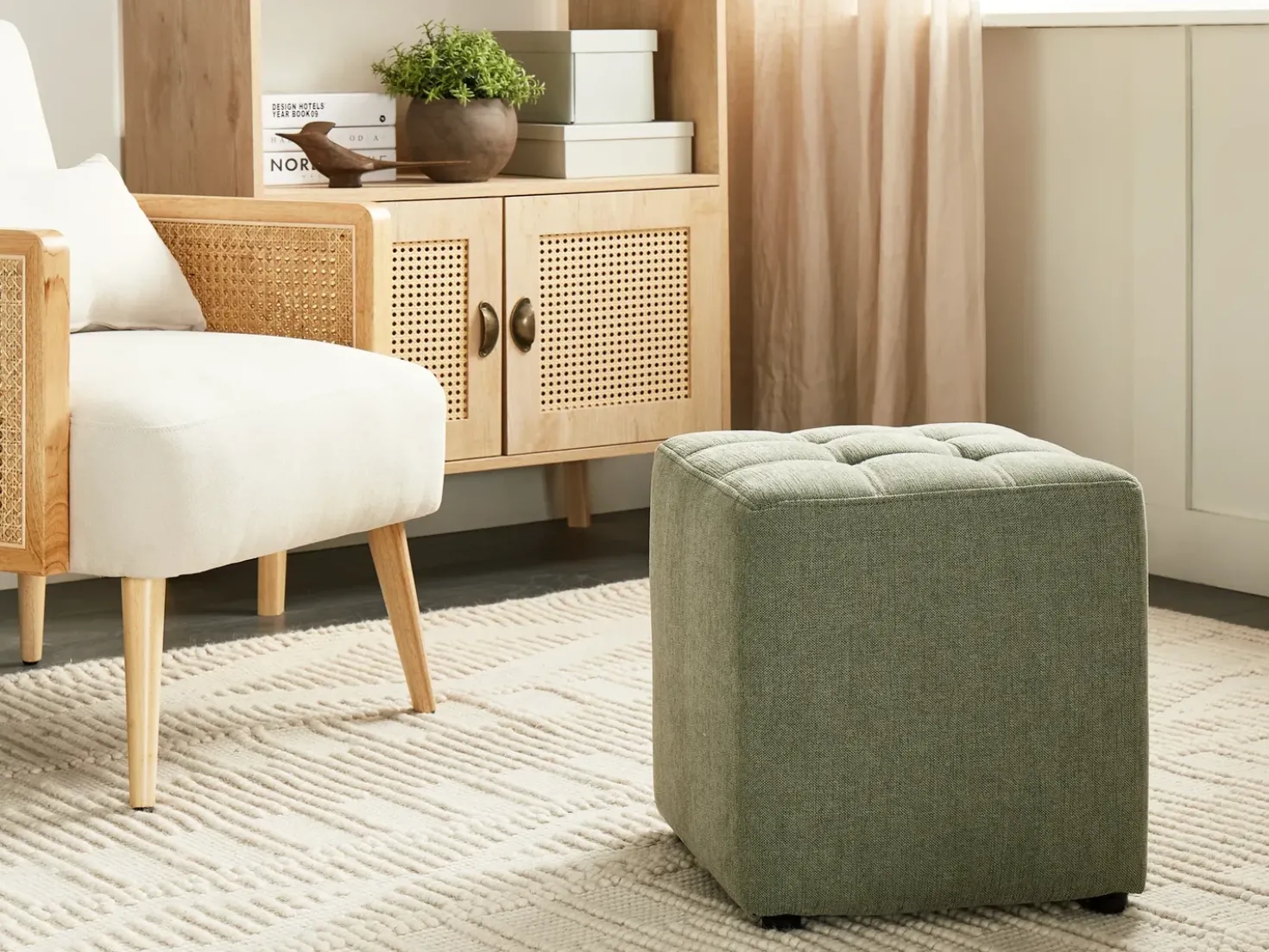 Pouf KANSAS Tessuto Verde