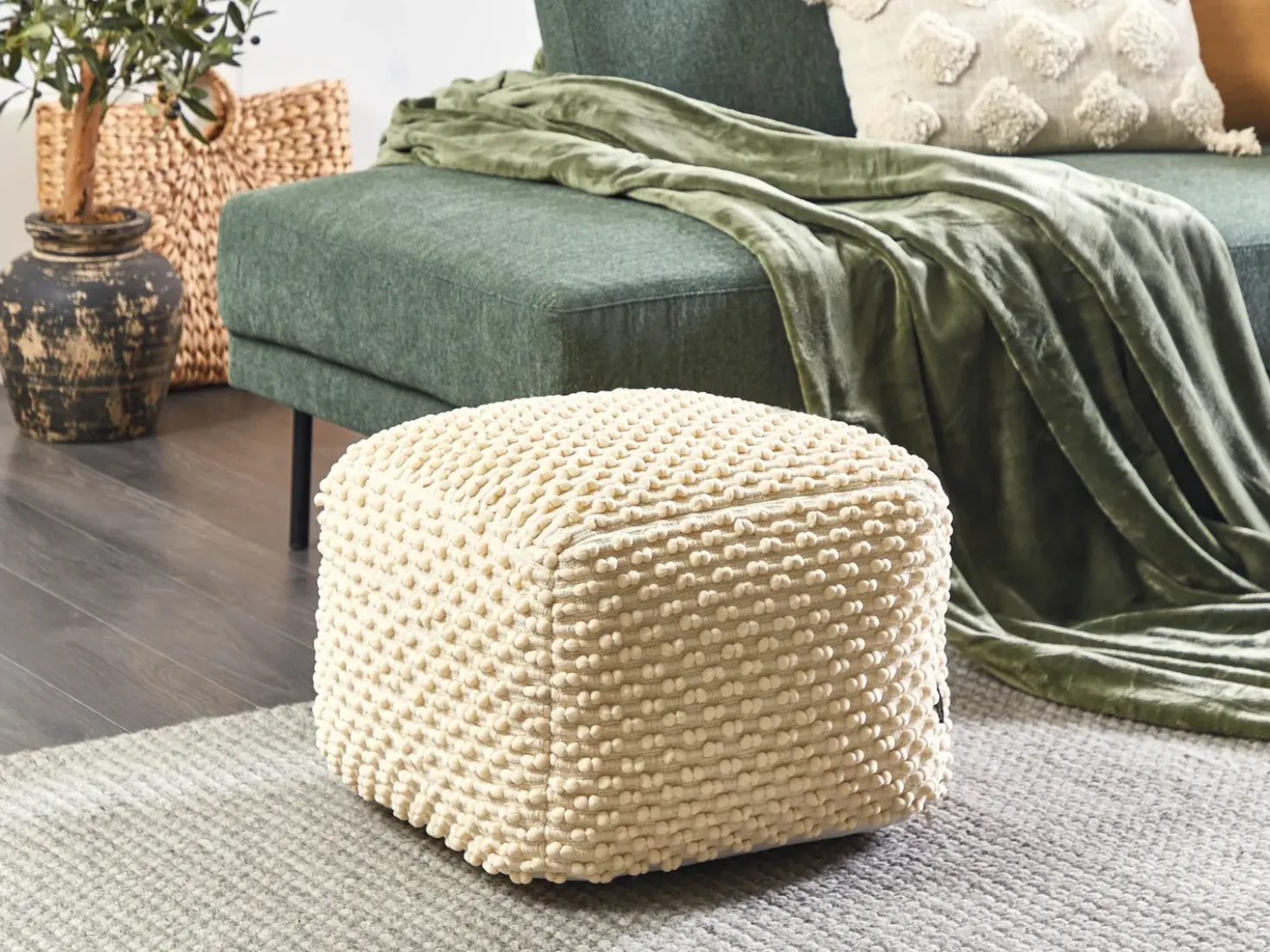 Pouf KINGRI Cotone Beige chiaro