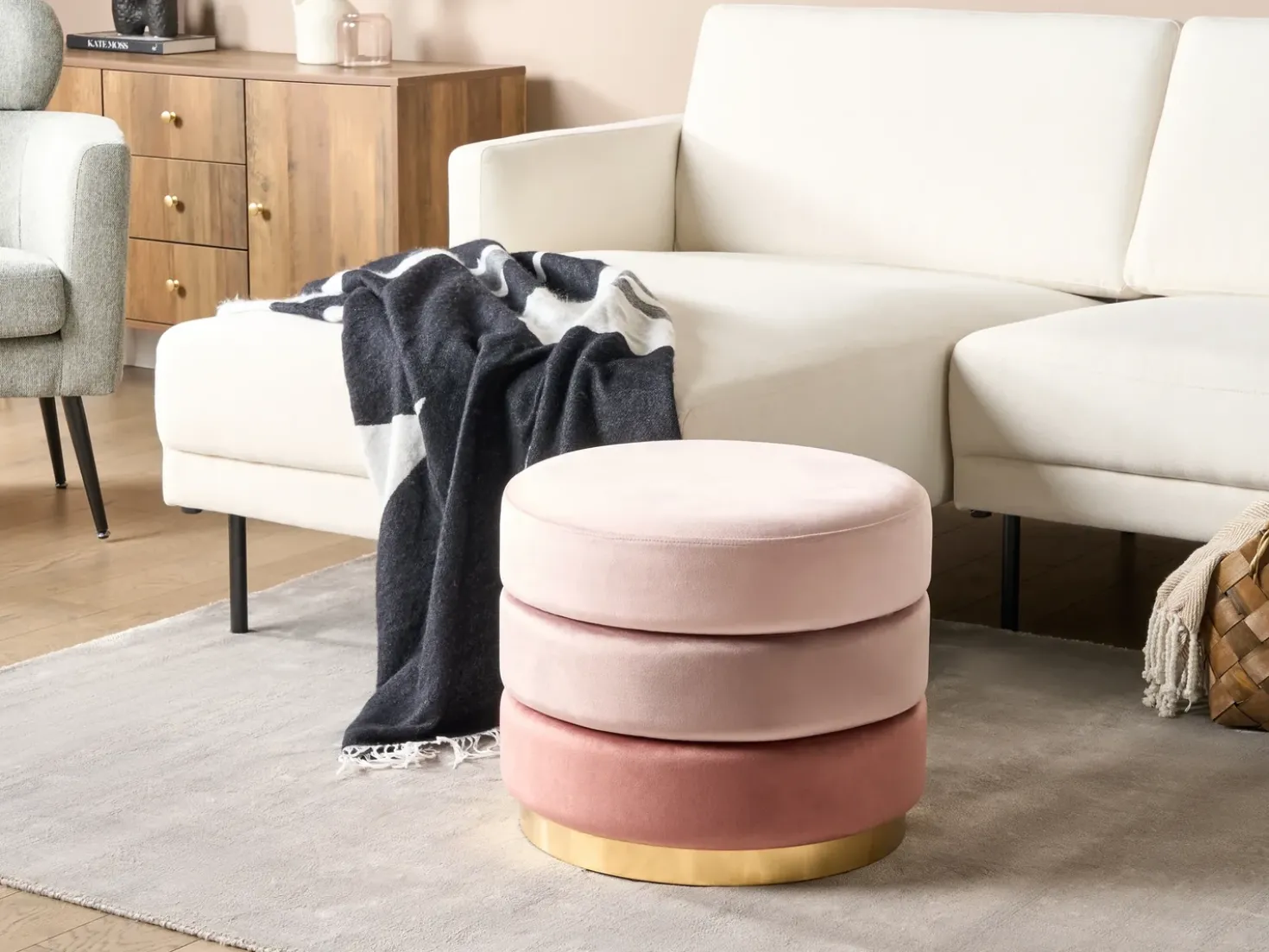 Pouf LOUIN Velluto Rosa