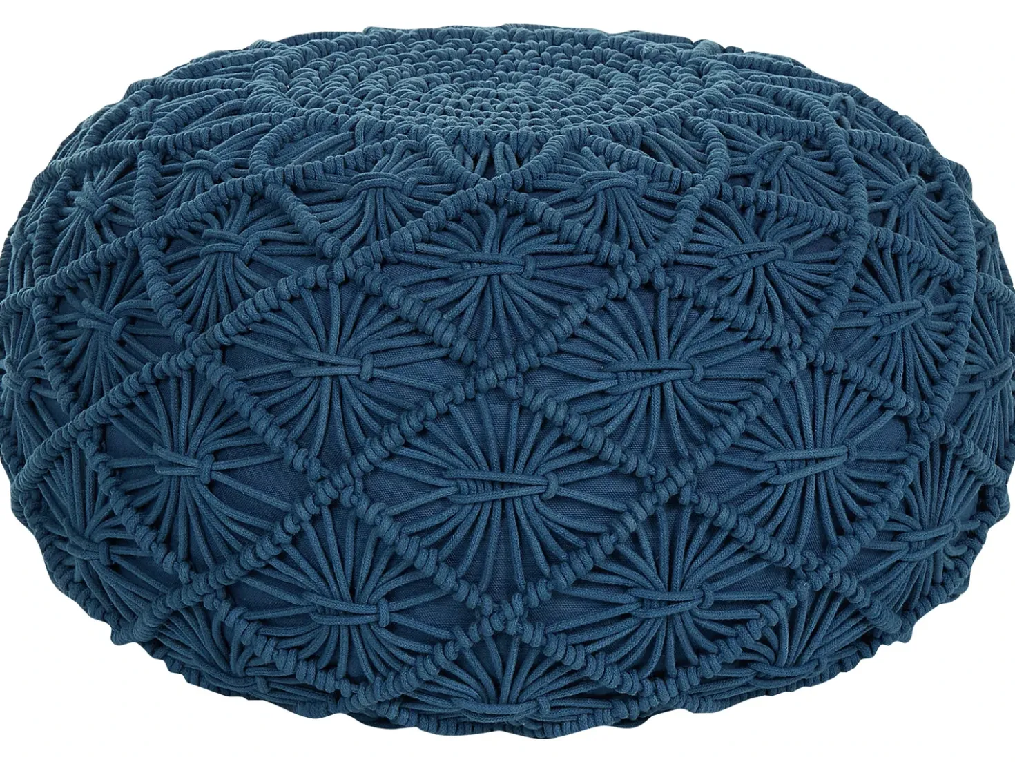 Pouf Macramè BERKANE Cotone Blu marino