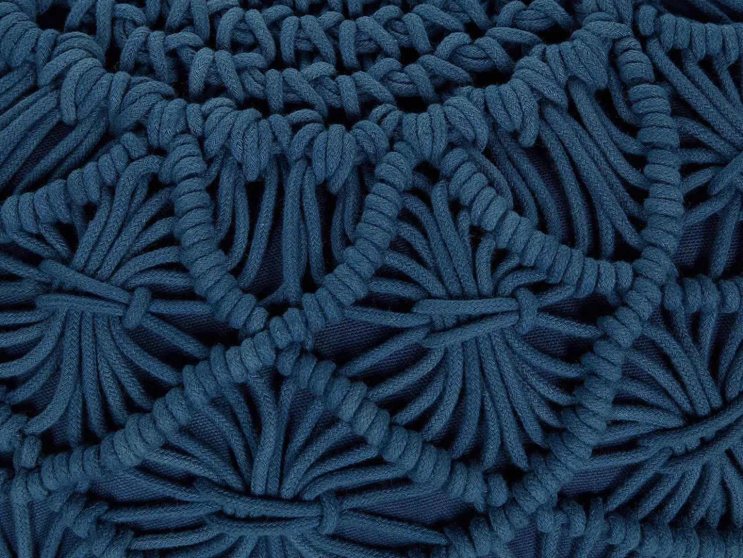 Pouf Macramè BERKANE Cotone Blu marino