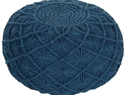 Pouf Macramè BERKANE Cotone Blu marino