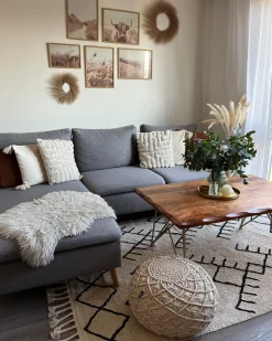 Pouf Macramè BERKANE Cotone Beige