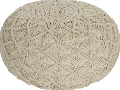 Pouf Macramè BERKANE Cotone Beige