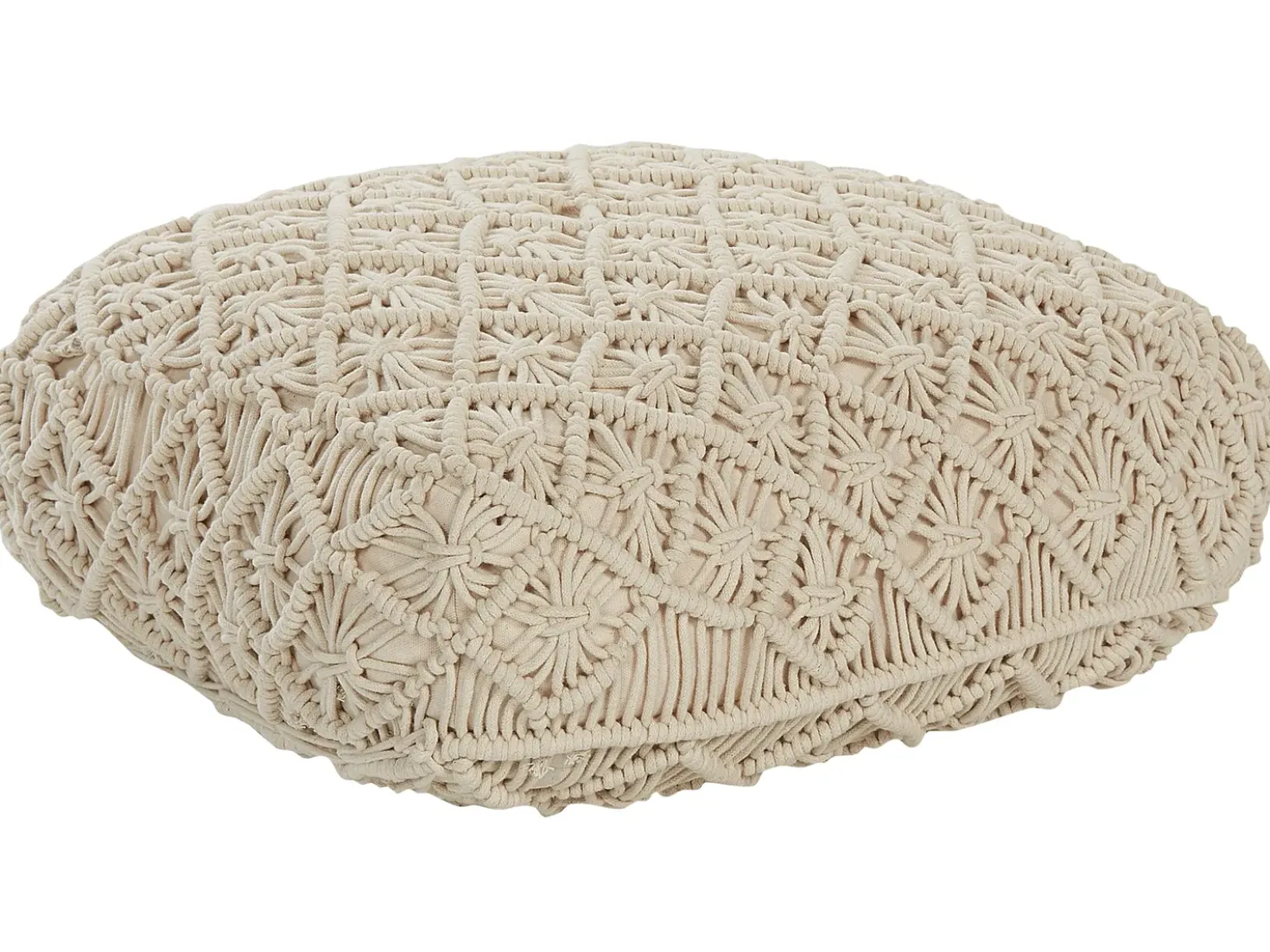 Pouf Macramè BERRECHID Cotone Beige