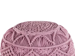 Pouf Macramè KAYSERI Cotone Rosa