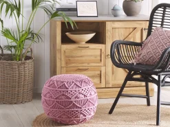 Pouf Macramè KAYSERI Cotone Rosa