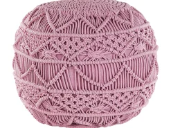 Pouf Macramè KAYSERI Cotone Rosa