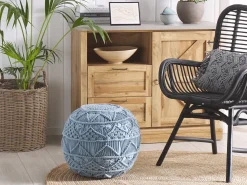 Pouf Macramè KAYSERI Cotone Blu