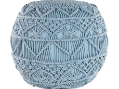 Pouf Macramè KAYSERI Cotone Blu