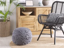 Pouf Macramè KAYSERI Cotone Grigio