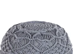 Pouf Macramè KAYSERI Cotone Grigio