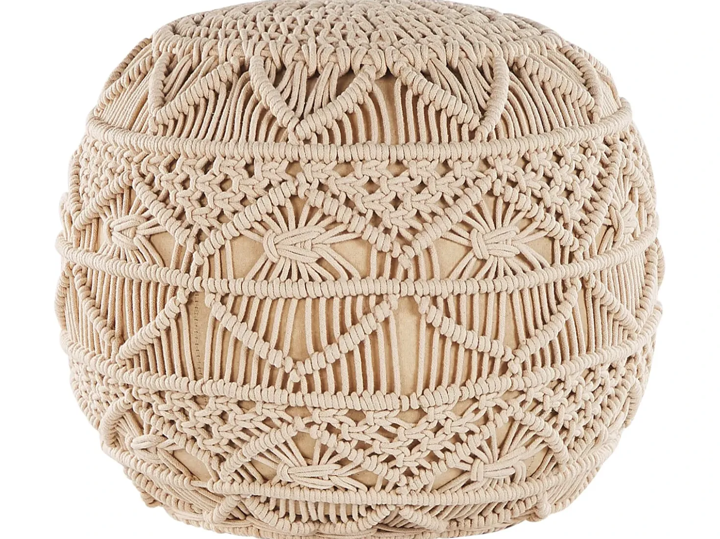 Pouf Macramè KAYSERI Cotone Beige